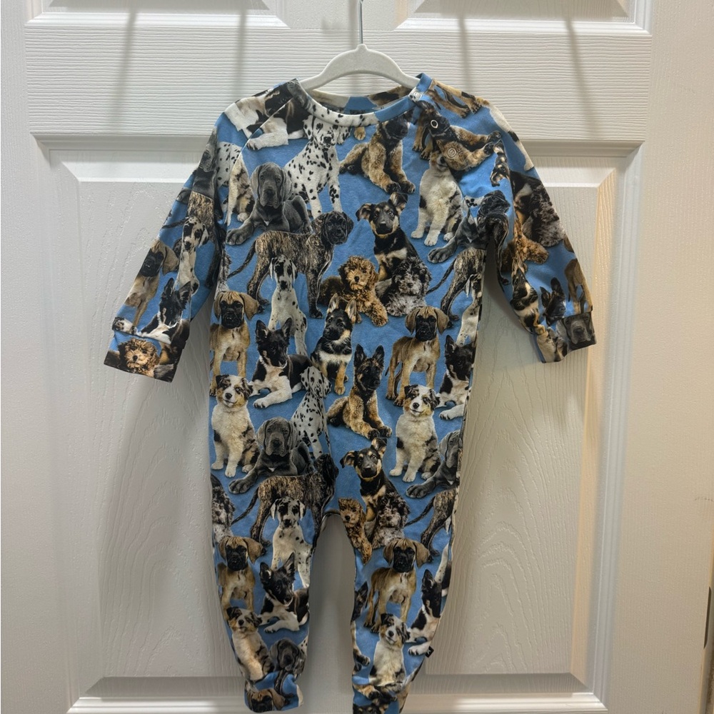 Molo Fairfax Blue One-Piece Romper with Dog Print Size 80/9-12 months